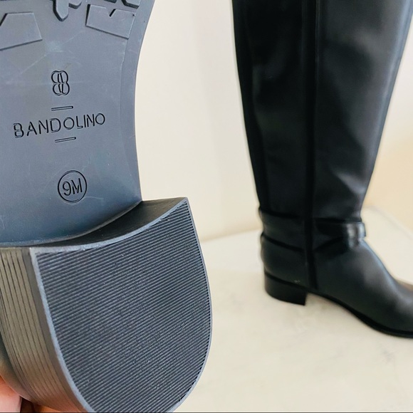 New Bandolino Noles Knee High Black Croc Skin Ankle Strap Tall Riding Boots - Picture 8 of 9